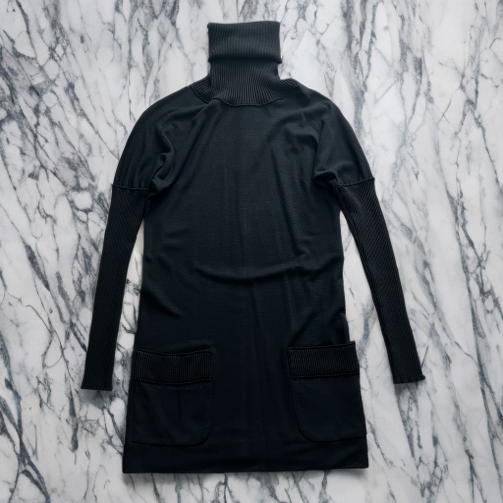 Dolce & Gabbana Black Turtle Neck Mid length Long Sleeve Knit Dress
